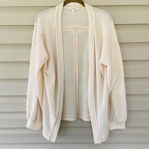 Blu Pepper Cream Waffle Knit Open Front Cardigan Size L